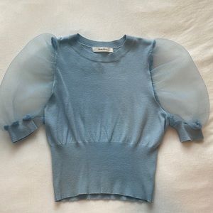 Item Ditto Blue Sheer Sleeve Sweater. Size small, worn once!